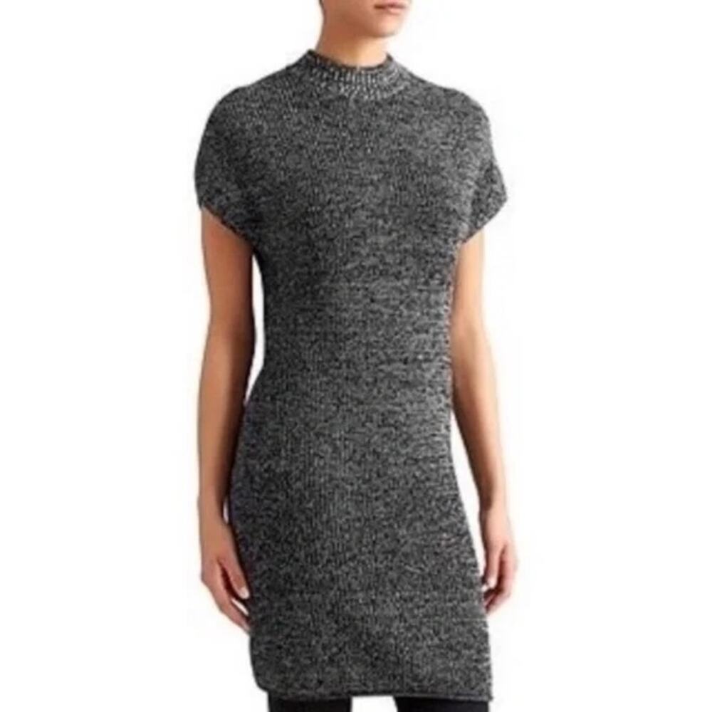 Athleta Medium Merino Wool  Pinewod Sweater Dress Speckled Grey Mockneck